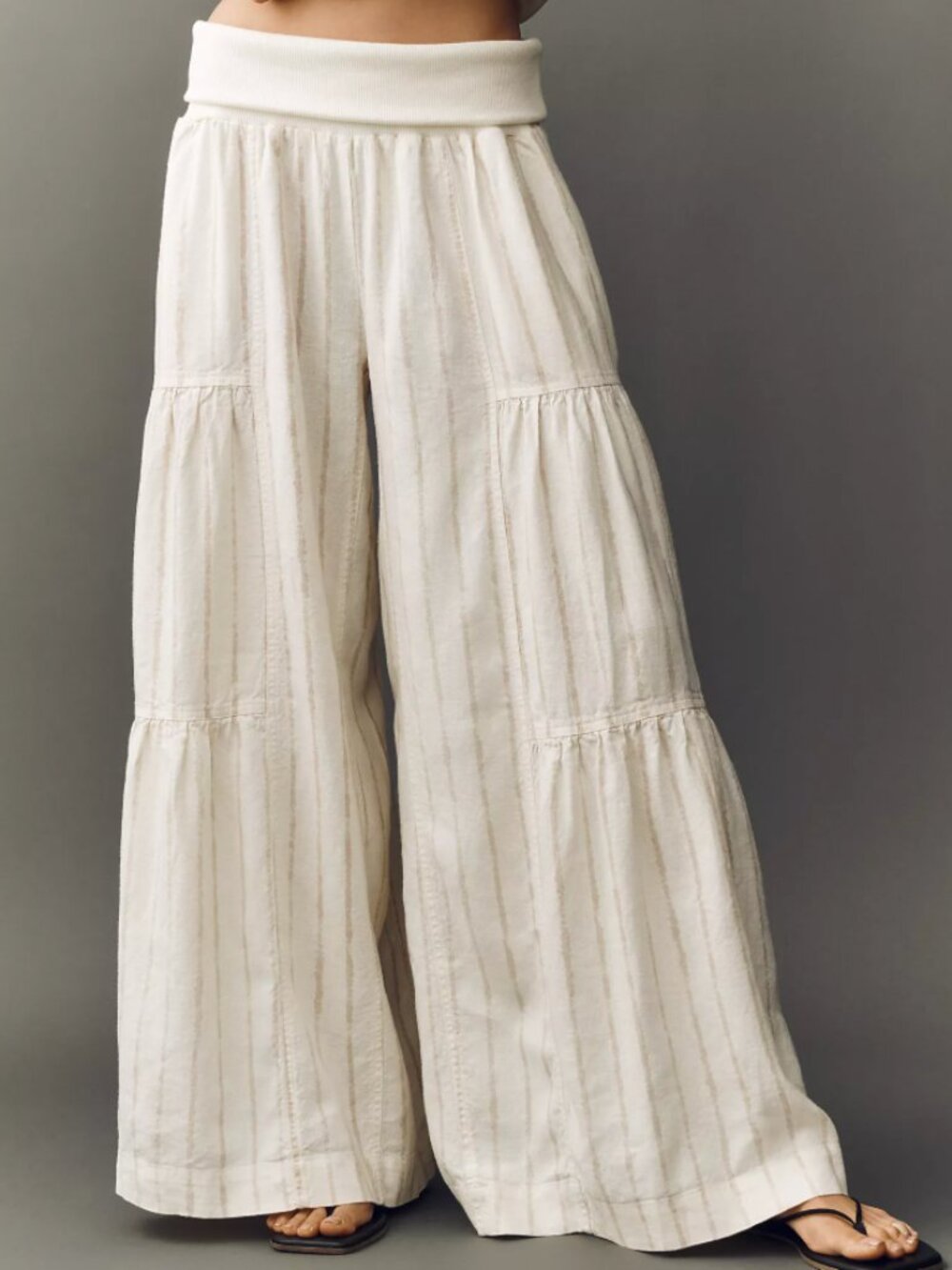 Anthropologie Pilcro Cream Striped Palazzo Pants (NWT) - XS Tall